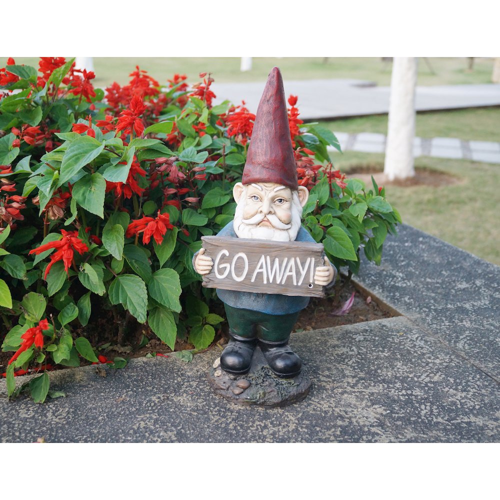 Gnome Holding Go Away Sign. Picture 3