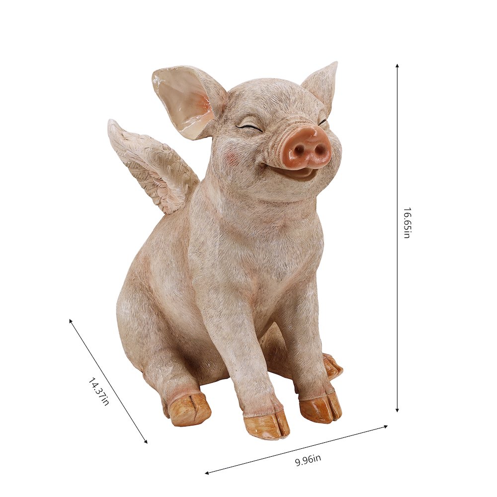 16.65" H Smiling Pig W/Wings Sitting. Picture 3