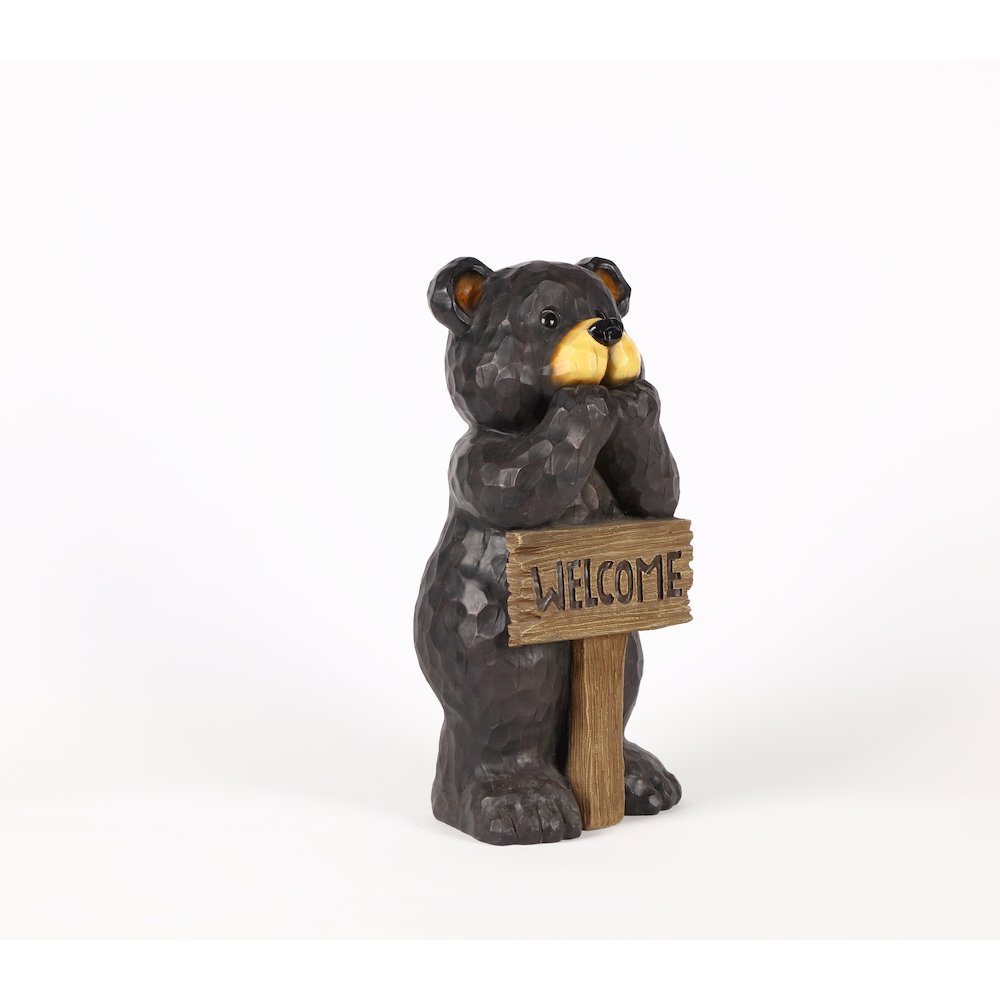 Bear Leans On Welcome Sign. Picture 6