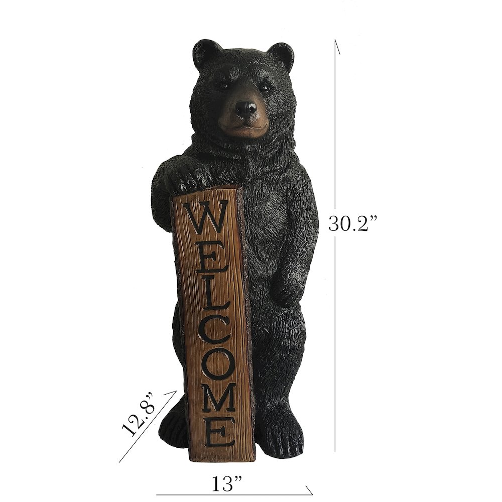 Welcome Bear Haven: Standing Black Bear with Heartwarming Welcome Sign. Picture 3