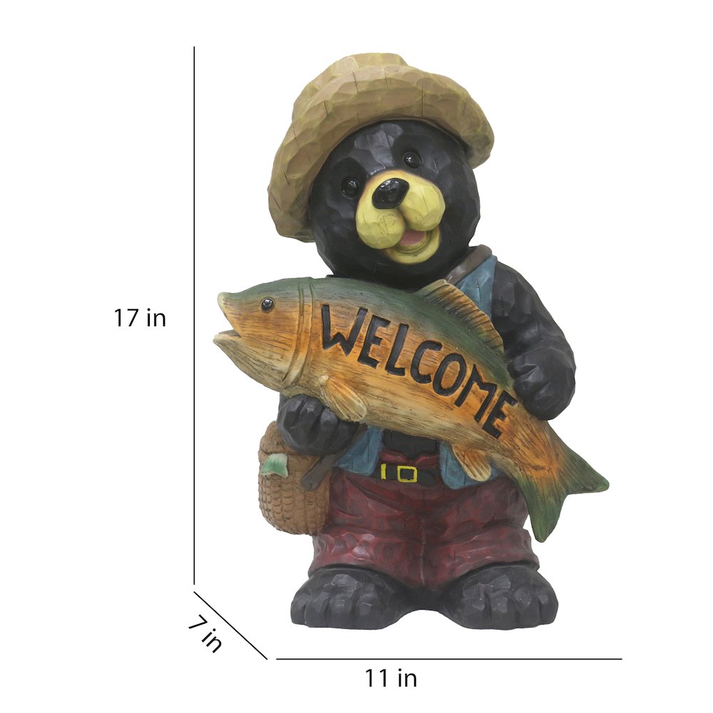 Bear with Fish Welcome Sign for Garden or Home. Picture 3