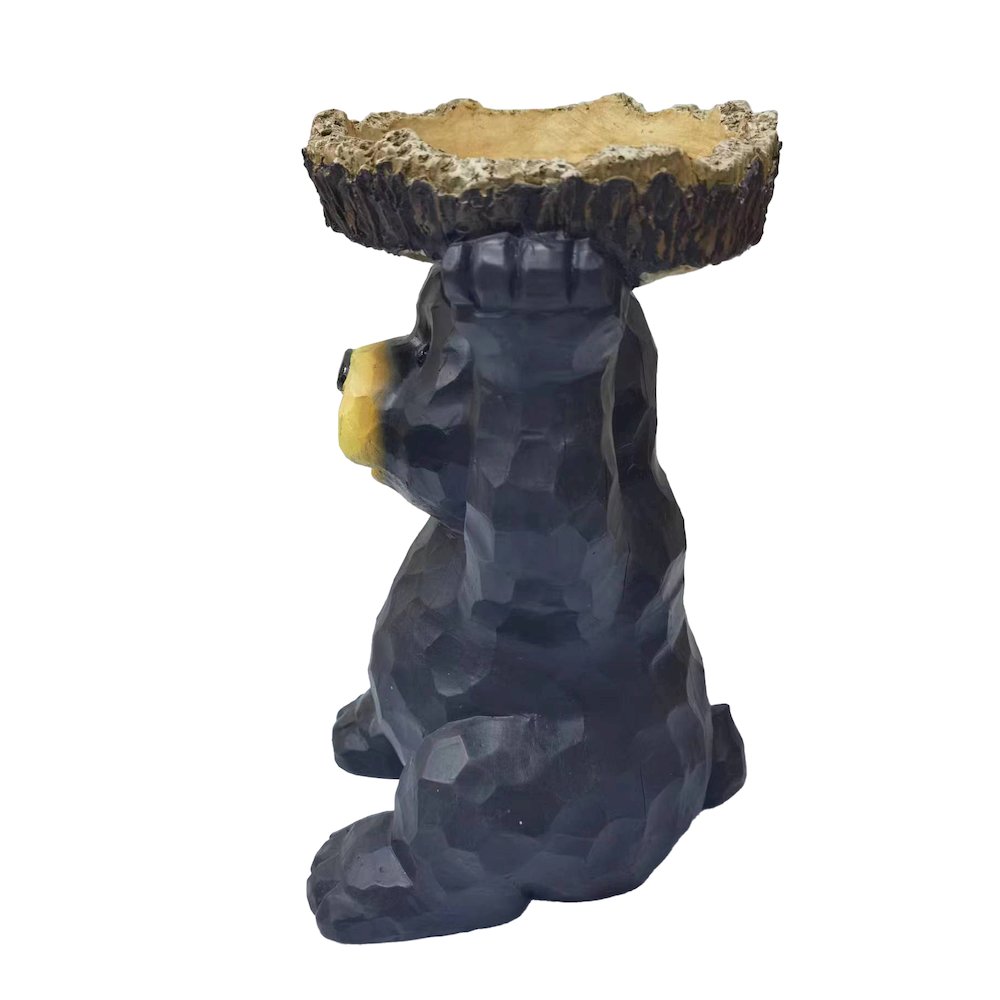 Sitting Bear Holding Bird Bath Garden Decor. Picture 4