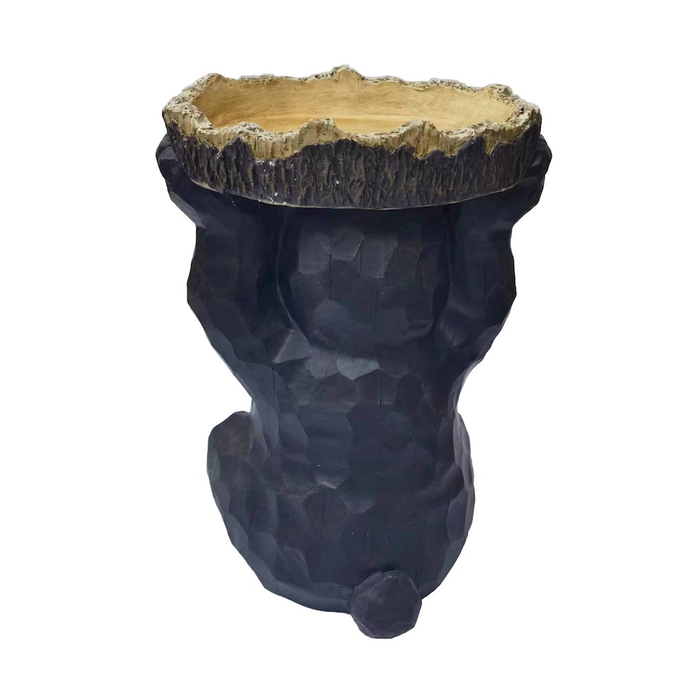 Sitting Bear Holding Bird Bath Garden Decor. Picture 5