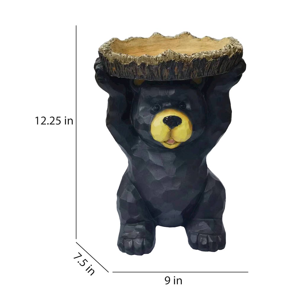 Sitting Bear Holding Bird Bath Garden Decor. Picture 3