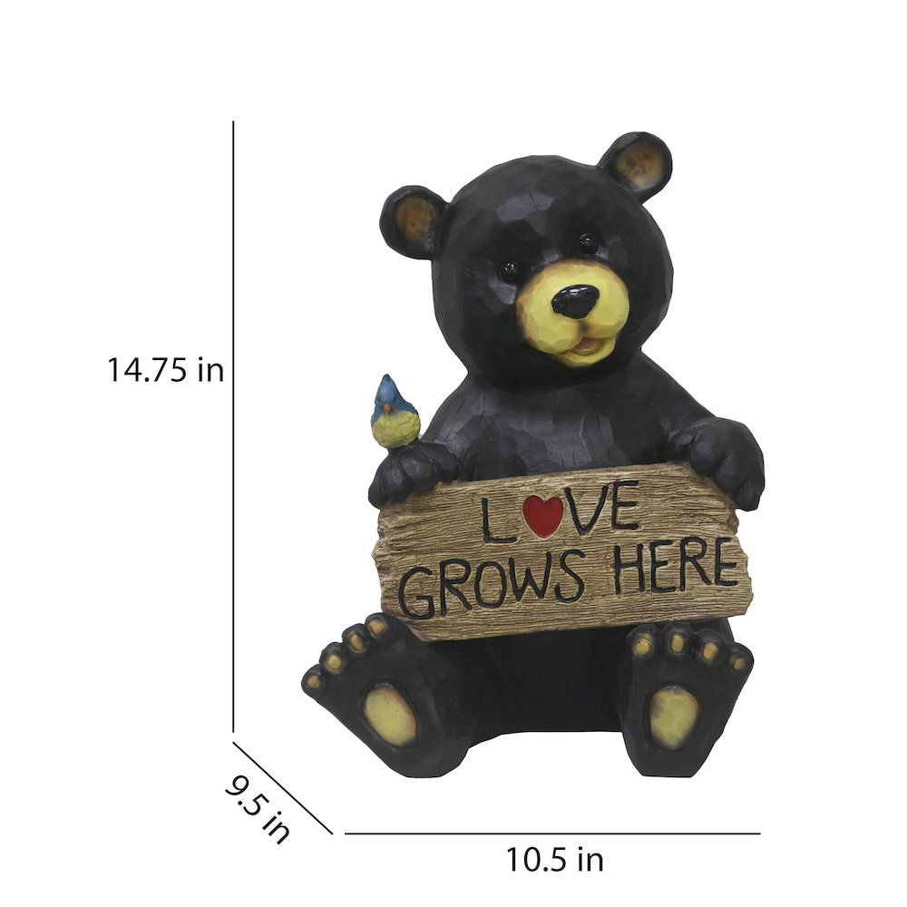 Sitting Bear Holding Love Sign Garden Decor. Picture 3