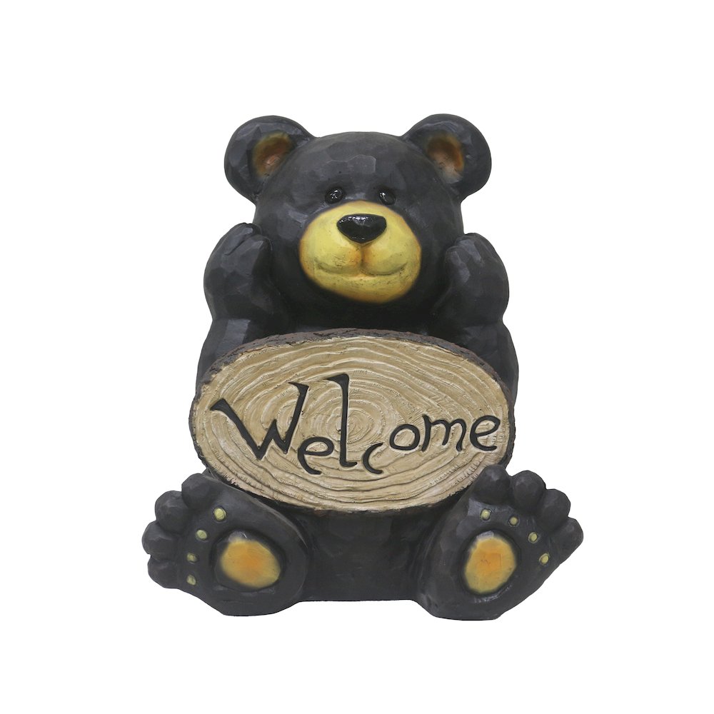 Thinking Bear with Welcome Sign Garden Decor. Picture 1