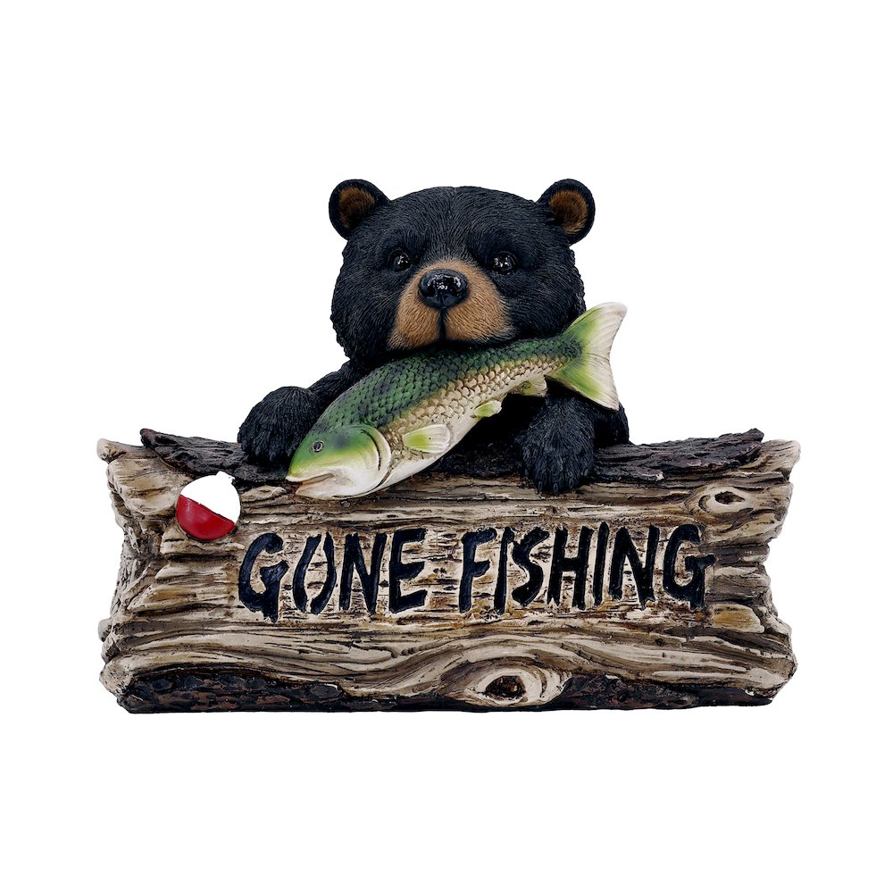 Black Bear W/Gone Fishing Sign. Picture 1