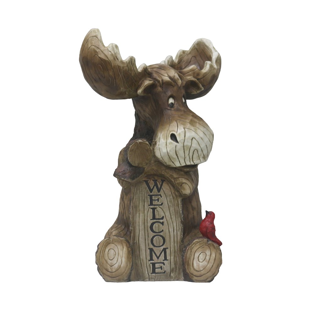 Moose with Cardinal Garden Welcome Sign. Picture 1