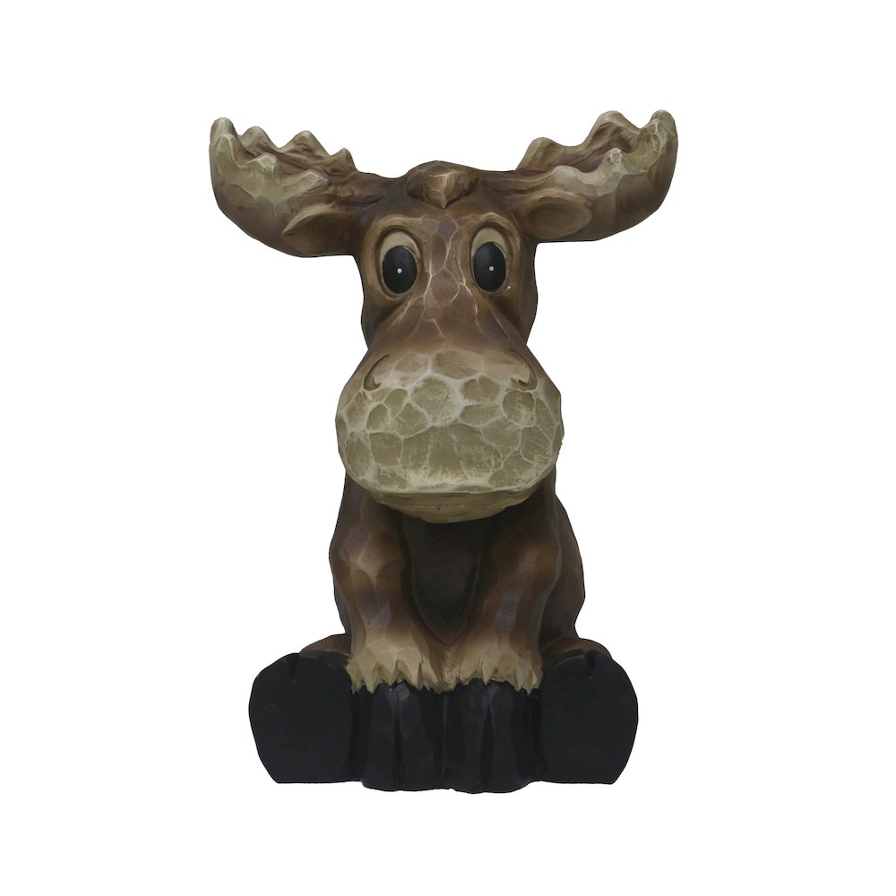 Sitting Moose Garden Statue Decor. Picture 1