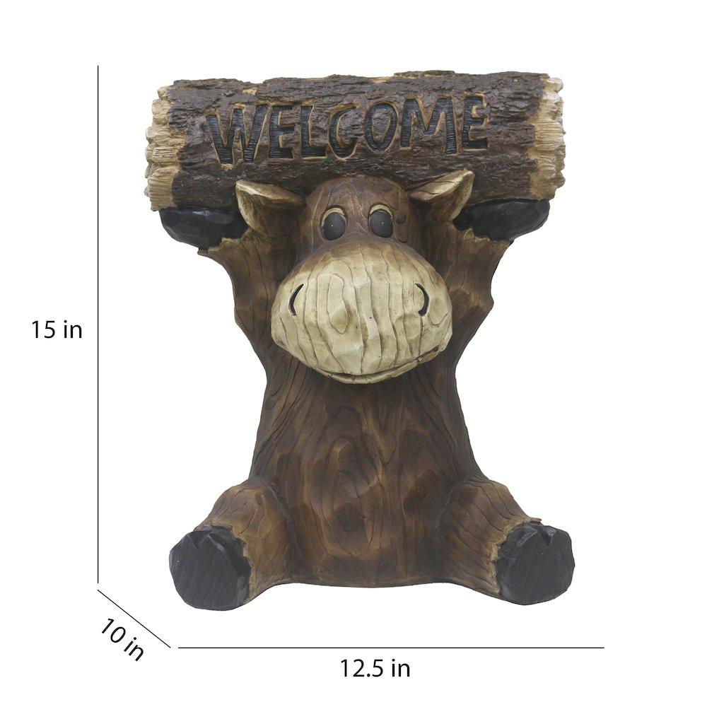 Moose Cub Holding Welcome Sign Garden Decor. Picture 3