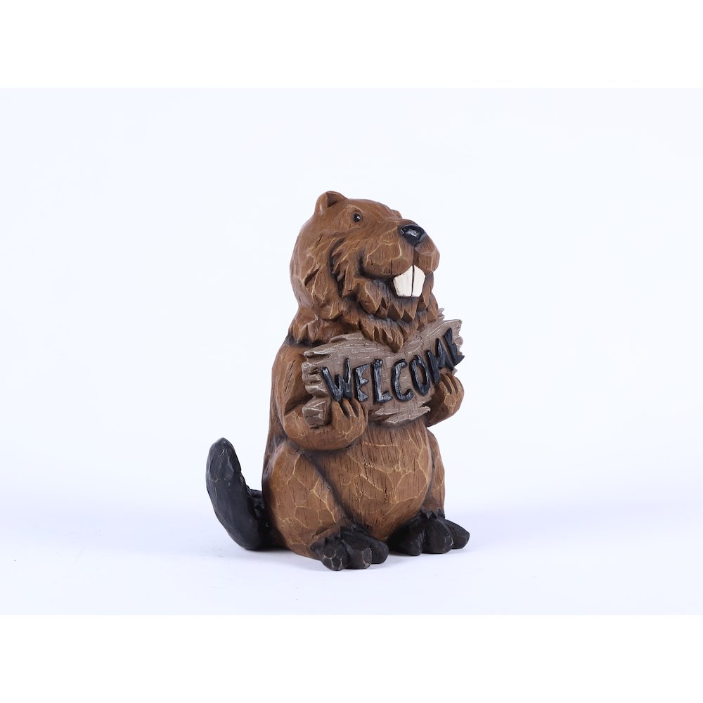Beaver Holding A Welcome Sign. Picture 1