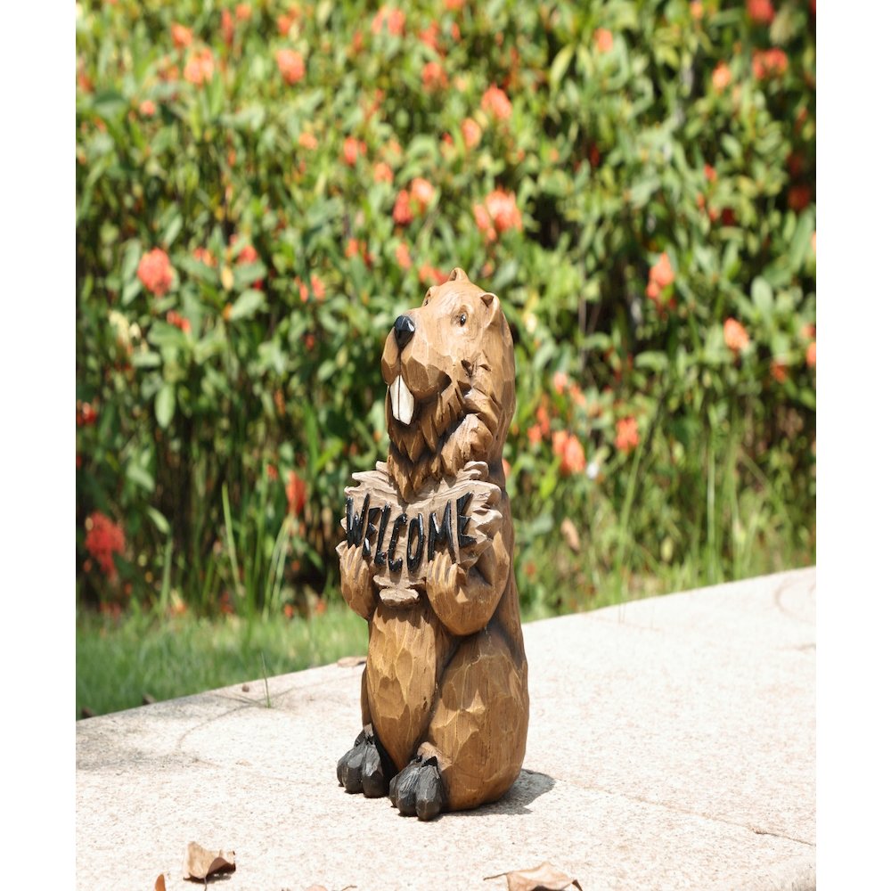 Beaver Holding A Welcome Sign. Picture 6
