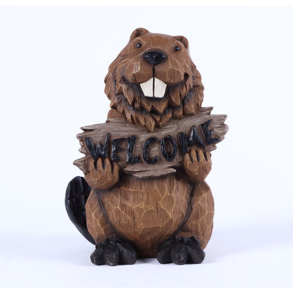 Beaver Holding A Welcome Sign. Picture 2