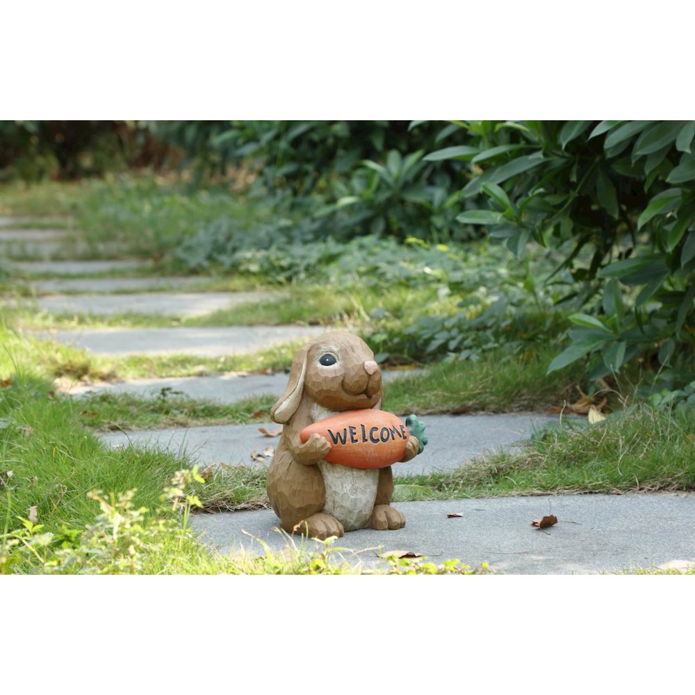 Rabbit Holdng Carrot Welcome Sign. Picture 8