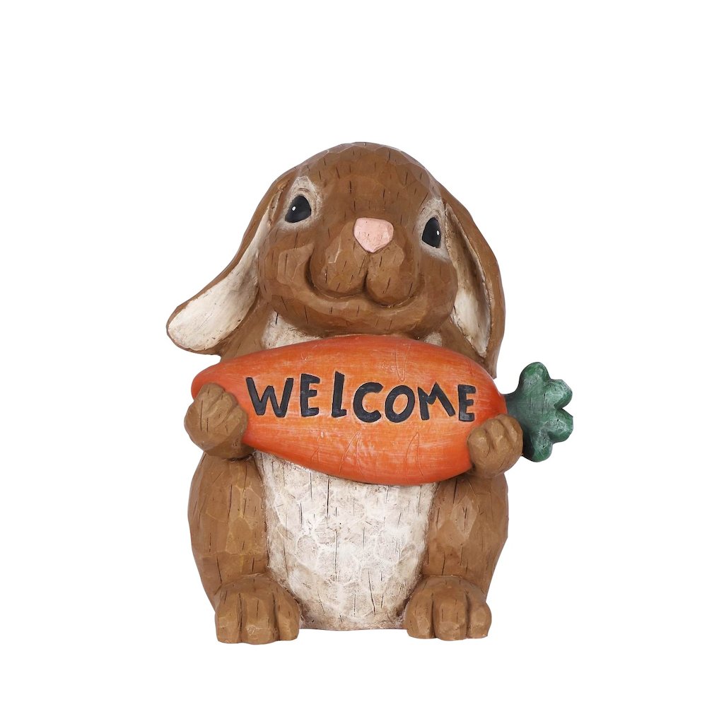 Rabbit Holdng Carrot Welcome Sign. Picture 2