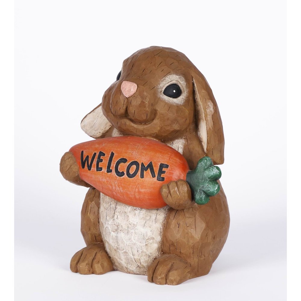 Rabbit Holdng Carrot Welcome Sign. Picture 3