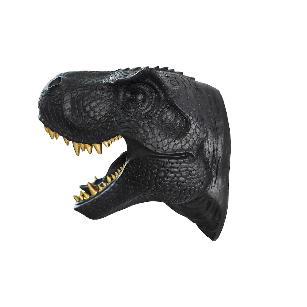 Dinosaur Head Sculpture Black Color Wall Mounted Ornament. Picture 4