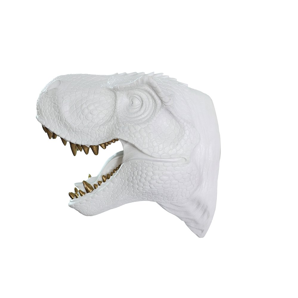 Dinosaur Head Sculpture White Color Wall Mounted Ornament. Picture 4