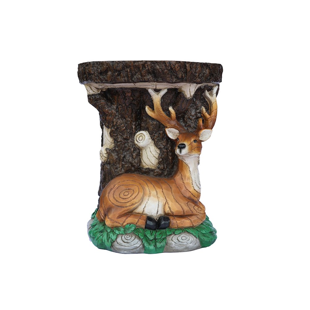 Solar Elk Statue Stump Plant Stand. Picture 1