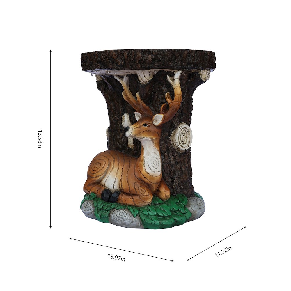 Solar Elk Statue Stump Plant Stand. Picture 3