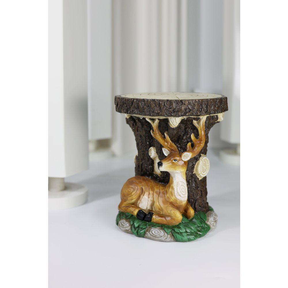 Solar Elk Statue Stump Plant Stand. Picture 2