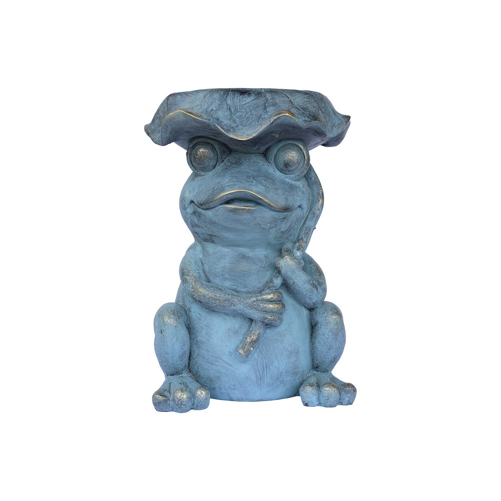 Frog Garden Statue Plant Stand Solar Light. Picture 1