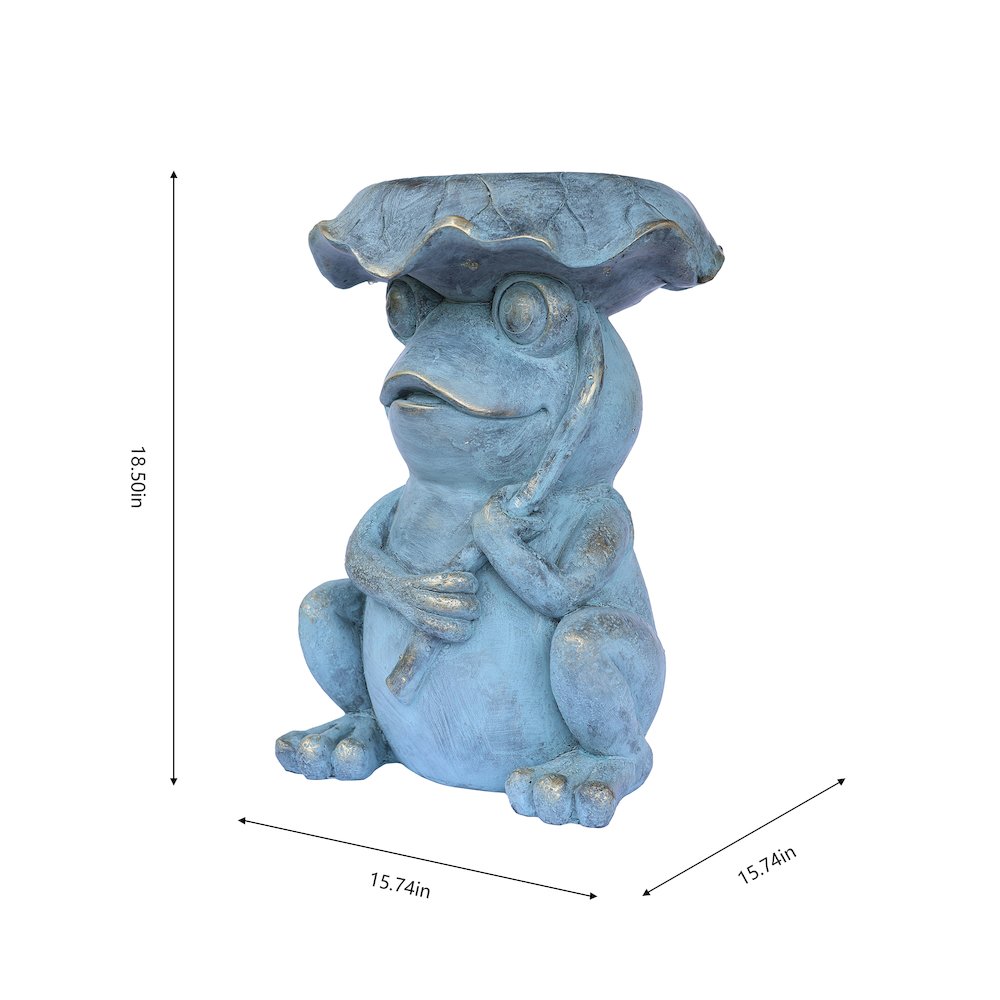 Frog Garden Statue Plant Stand Solar Light. Picture 3