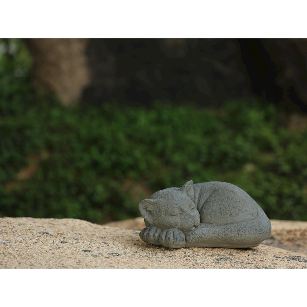 Graceful Slumber Curled Sleeping Cat Memorial Statue. Picture 4