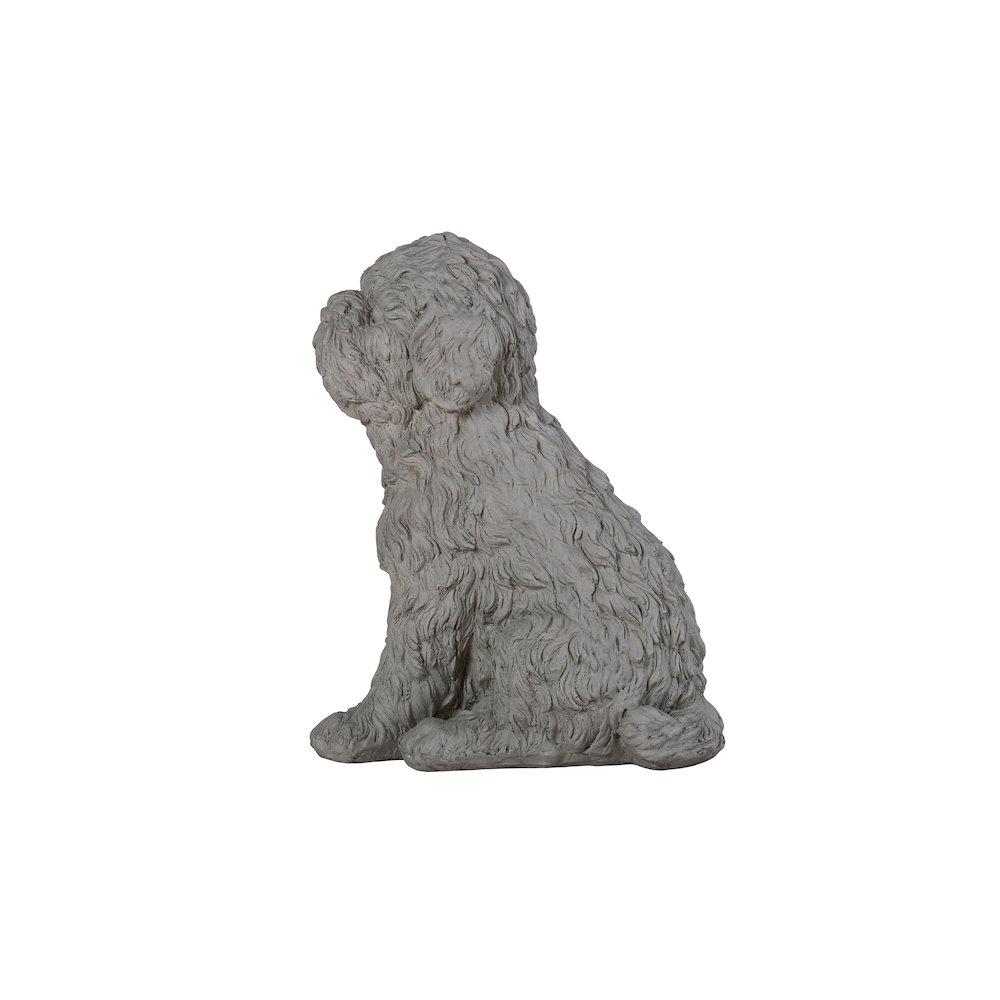 Tranquil Guardian Curled Sitting Dog Memorial Statue. Picture 1
