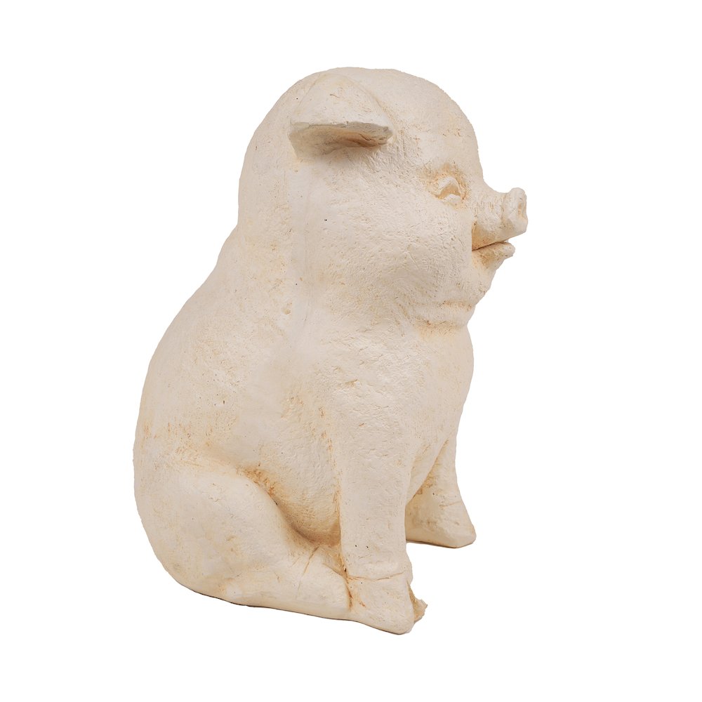 Serene Oinker Classic Curled Sitting Pig Statue. Picture 3
