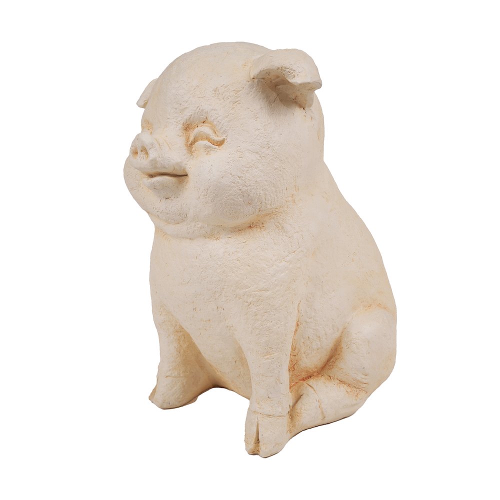 Serene Oinker Classic Curled Sitting Pig Statue. Picture 2