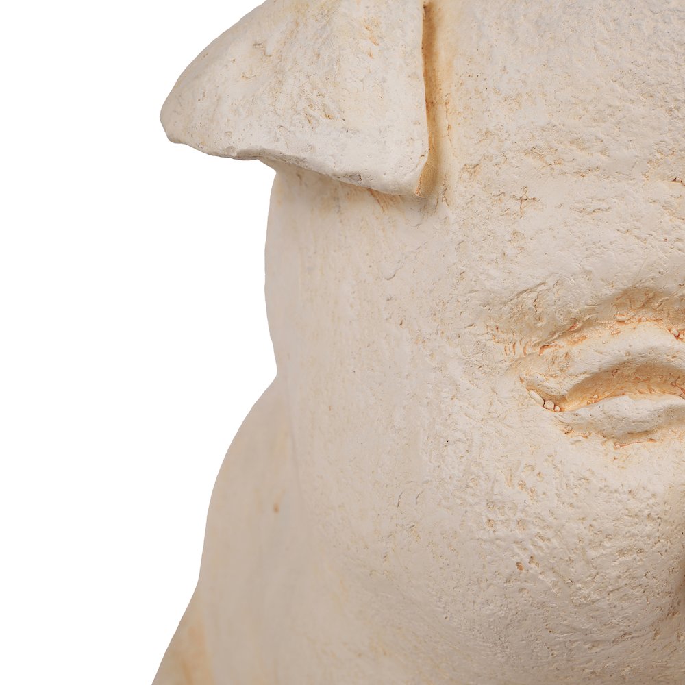 Serene Oinker Classic Curled Sitting Pig Statue. Picture 5