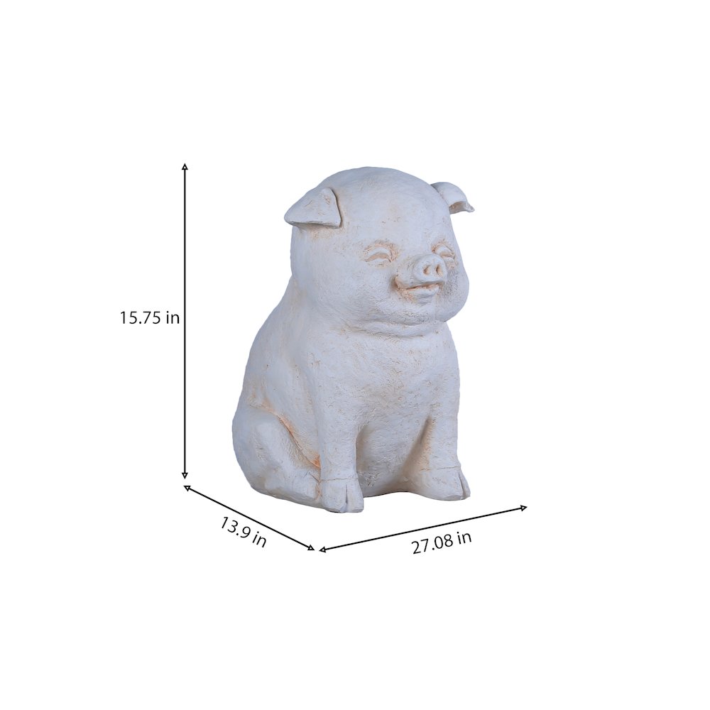 Serene Oinker Classic Curled Sitting Pig Statue. Picture 7