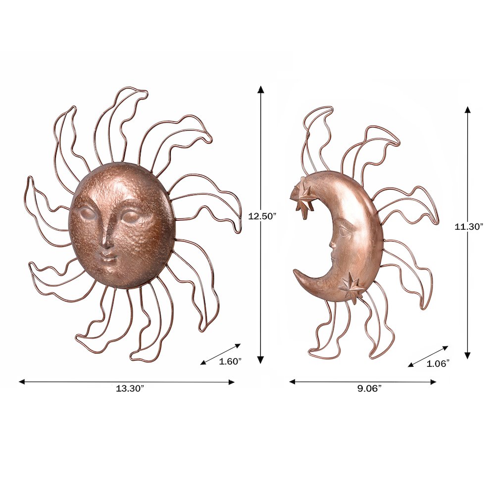 Sun & Moon Wall Art 2 Pcs Set Resin Wall Hanging Decor. Picture 3