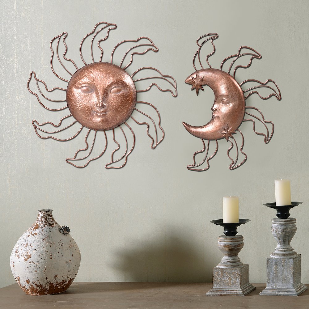 Sun & Moon Wall Art 2 Pcs Set Resin Wall Hanging Decor. Picture 2