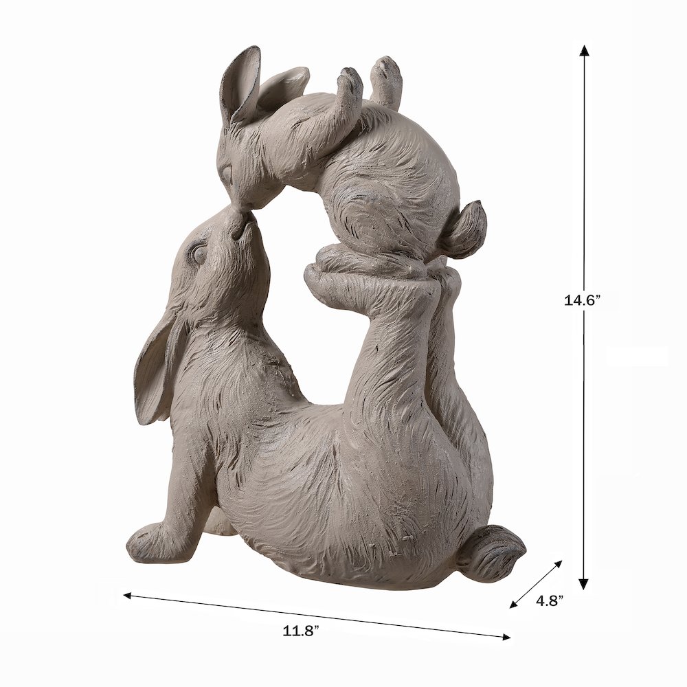Mom & Baby Rabbits Garden Statue Bunny Yard Decor. Picture 3
