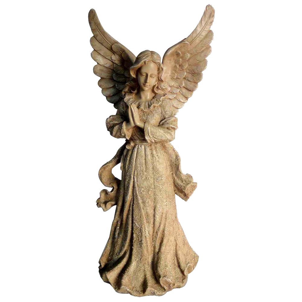 Sand Finish Angel Stand W/Wings Up. Picture 1