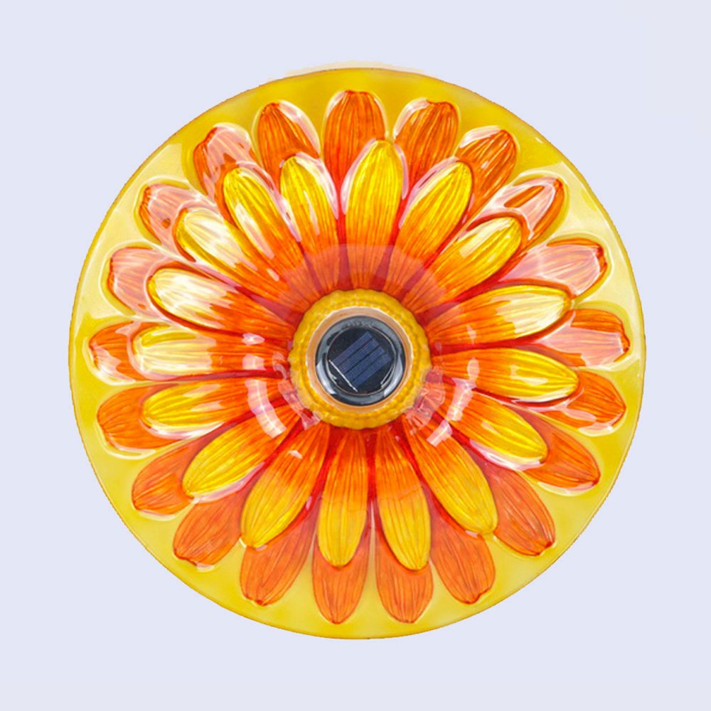 Solar Floral Glass Bird Bath with Stand. Picture 3