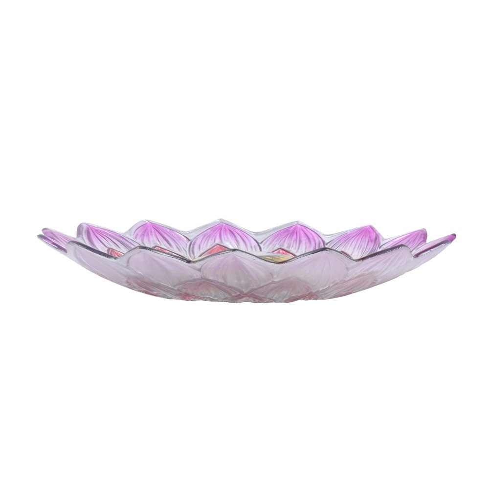 Solar LED Floral Glass Bird Bath with Stand - Pink Dahlia. Picture 3