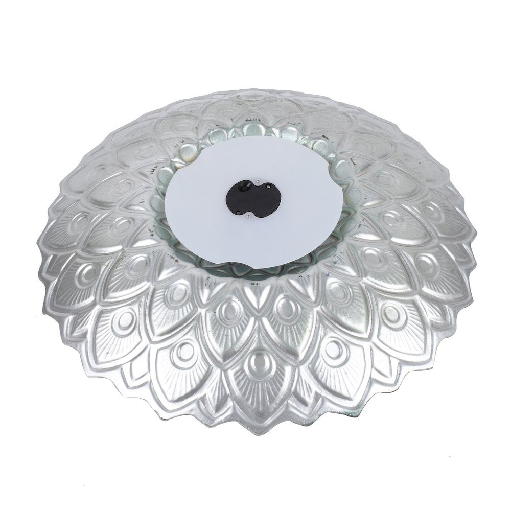 Solar Peacock Green Geometric Glass Bird Bath with Stand. Picture 5