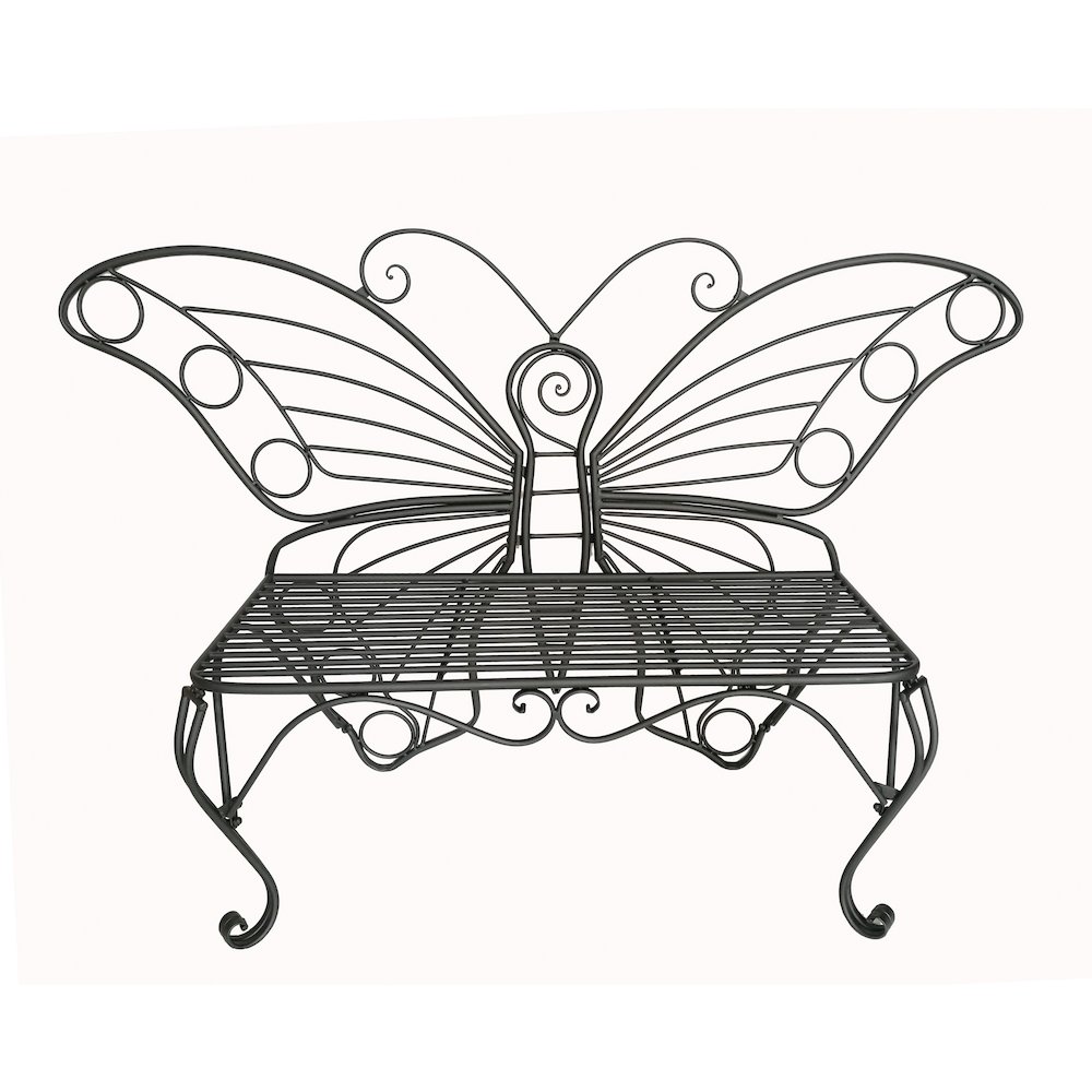 Antique Black Metal Butterfly Bench. Picture 2