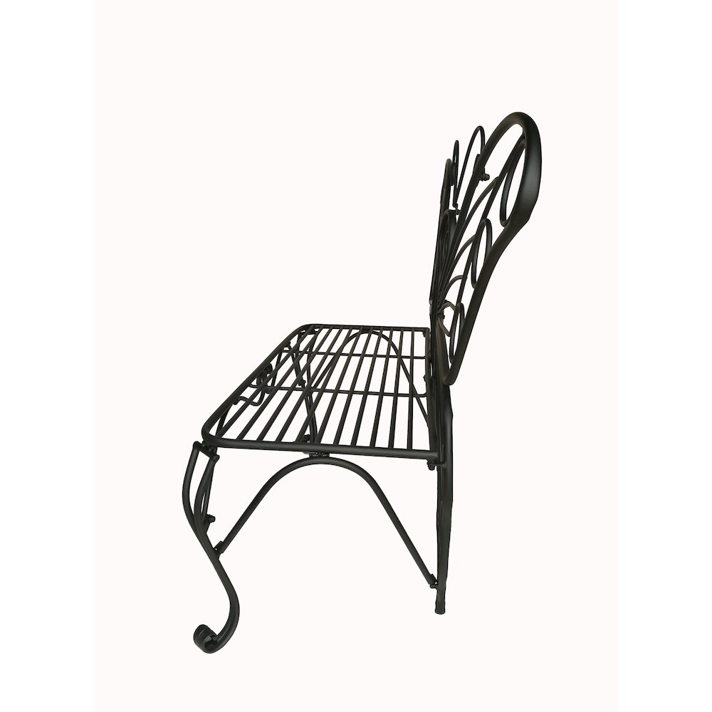 Antique Black Metal Butterfly Bench. Picture 3