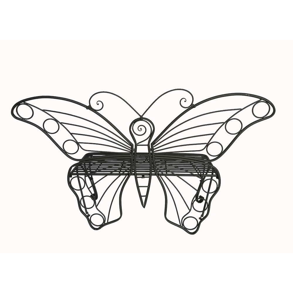 Antique Black Metal Butterfly Bench. Picture 1