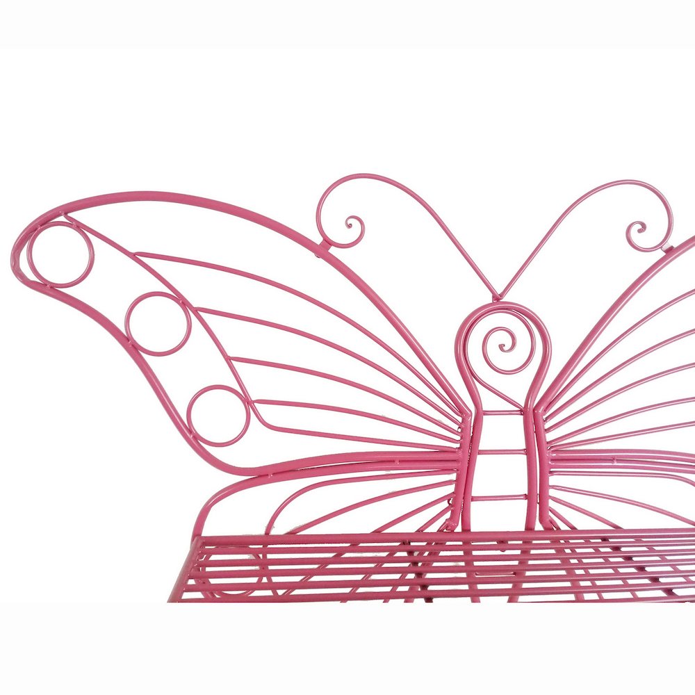 Pink Metal Butterfly Bench: Enchanting Outdoor Charm. Picture 8