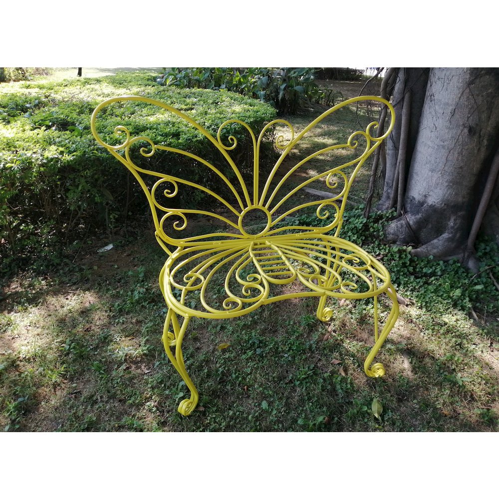 Yellow Metal Garden Butterfly Chair. Picture 2