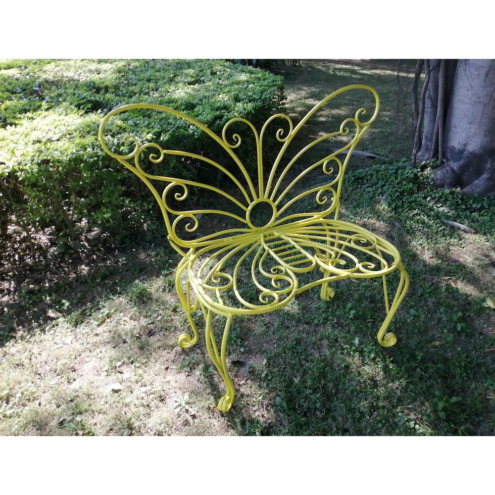 Yellow Metal Garden Butterfly Chair. Picture 3