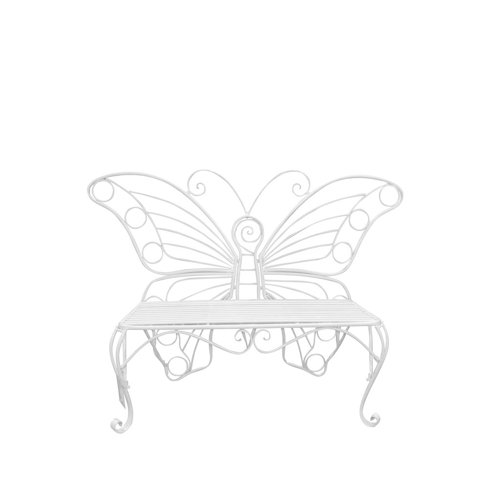 White Metal Butterfly Bench. Picture 1