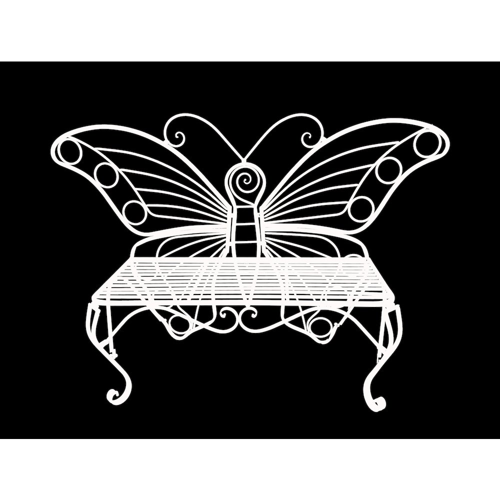 White Metal Butterfly Bench. Picture 3