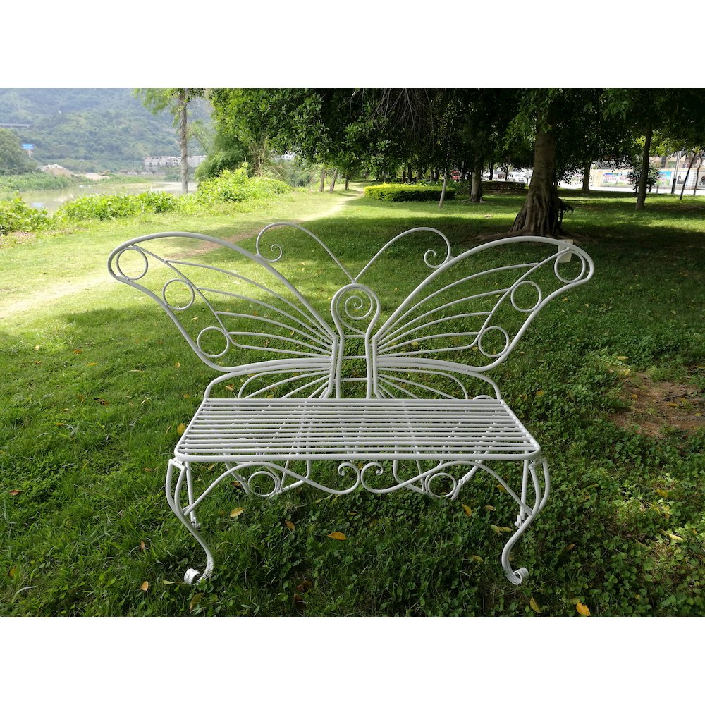 White Metal Butterfly Bench. Picture 2