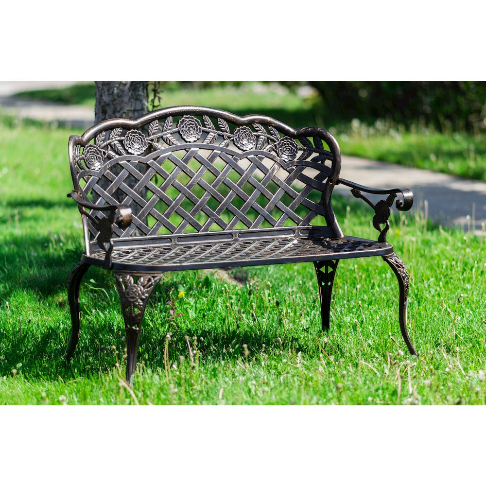 Garden Bench Bronze Colour - Lattice Design 42.5 Inch Long. Picture 4